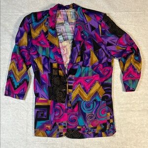 Just Katie Colorful Abstract Women's Blazer Size 12.  Color, Graphic